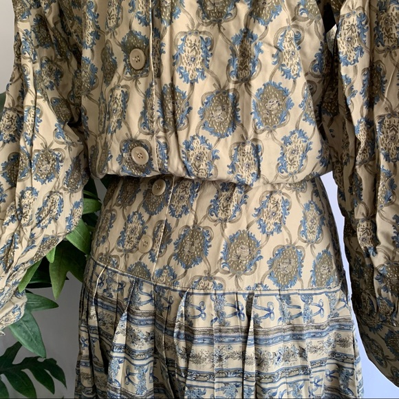 v i n t a g e :: Edwardian Prairie Regency Granny Core Lace Bib Pleated Dress - Picture 9 of 13